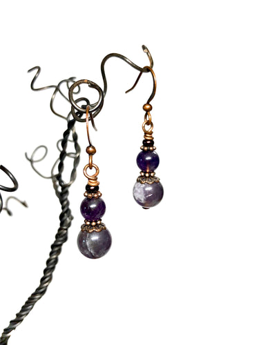 Earrings - Amethyst, Copper