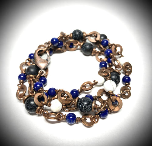 Necklace/Bracelet - Howlite, Ant Agate, Lapis Lazuli, Copper
