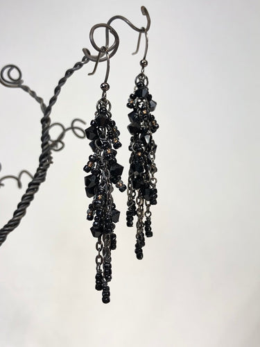 Black Glass and Swarovski Crystal