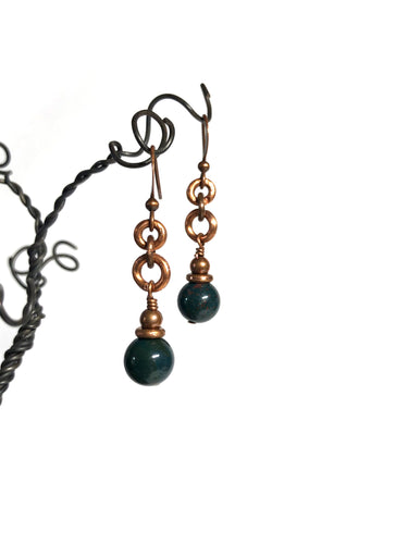 Earrings - Bloodstone, Copper