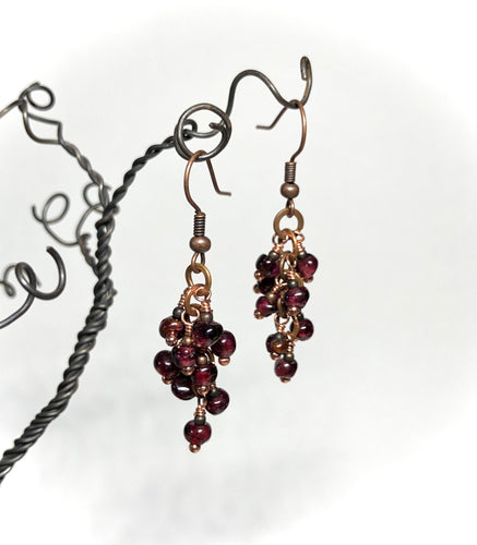 Earrings - Garnet, Copper