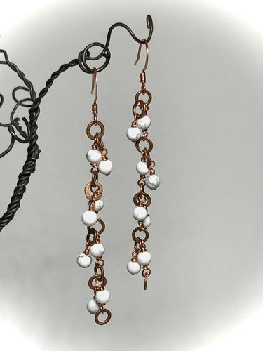 Earrings - Howlite, Copper