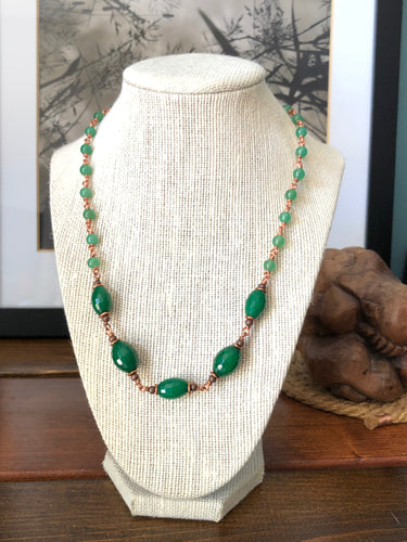 Necklace - Jade and aventurine in copper