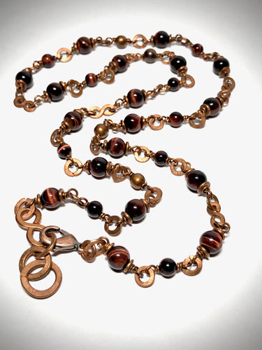 Necklace/Bracelet - Red Tiger's Eye, Copper