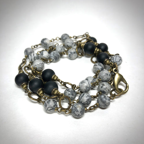 Necklace/Bracelet - Map Stone, Onyx, Brass