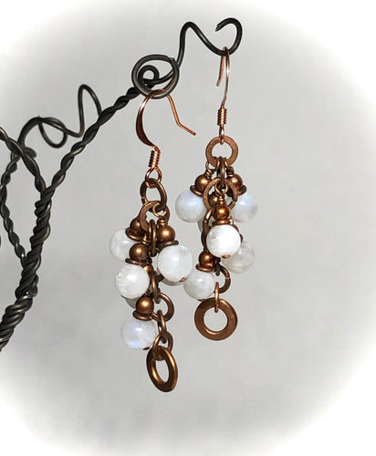 Earrings - Moonstone, copper