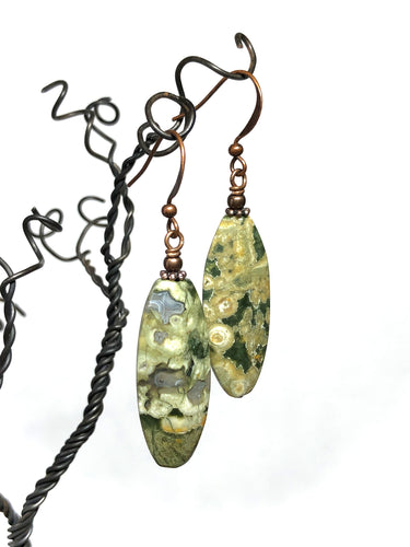 Earrings - Rain Forrest Jasper, Copper