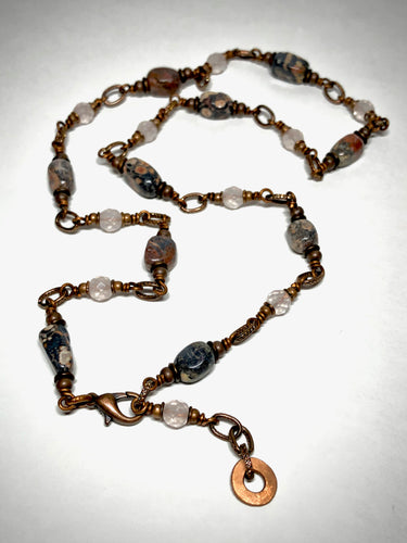 Necklace/Bracelet - Jasper, Rose Quartz, Copper