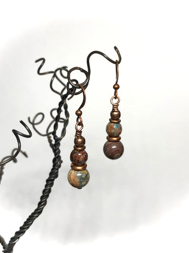 Earrings - Turquoise Jasper, Copper