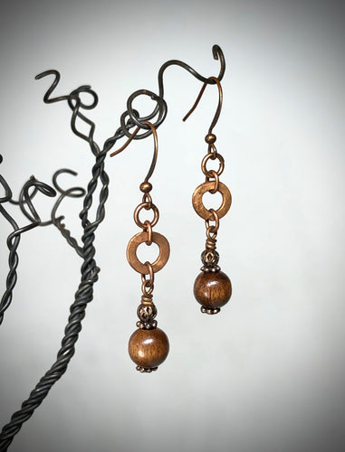Earrings - Wood, Copper